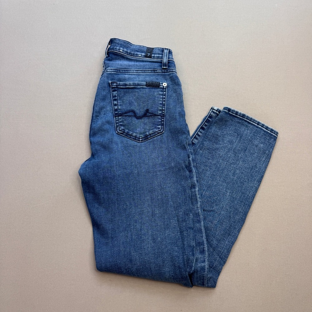 7 For All Mankind Womens High Rise Straight Leg Blue Denim Jeans Size 23